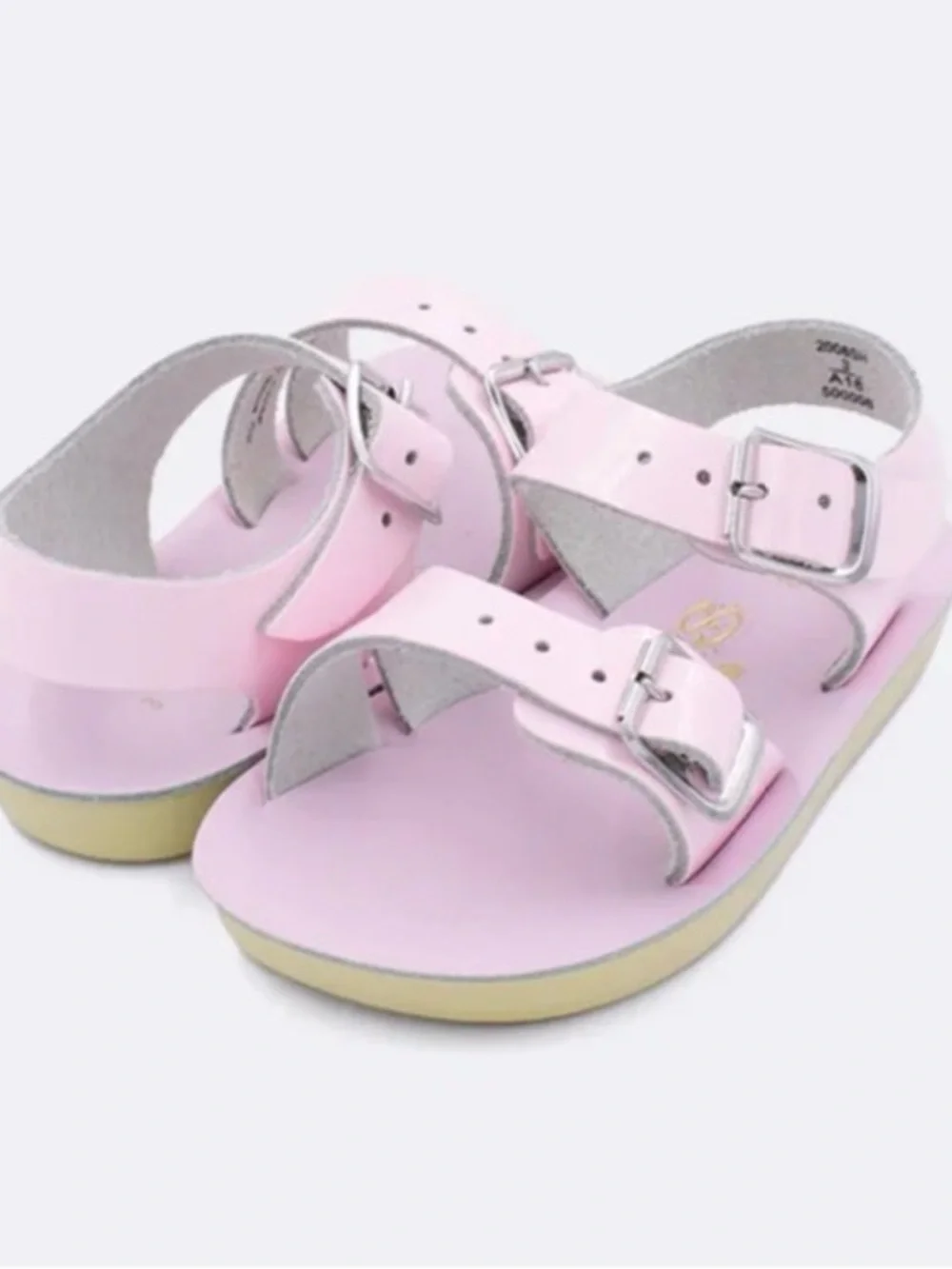 Salt Water Sandals Genuine Leather Light Pink Double Buckle Toddler Size 3 NIB
